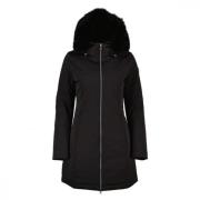 Lange Parka met Bontafwerking Colmar , Black , Dames