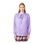 Satijnen blouse met strik Gaëlle Paris , Purple , Dames