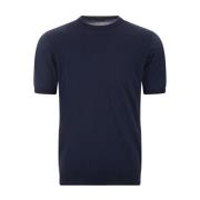 Blauw Katoen Gebreid Crew Neck T-shirt Kiton , Blue , Heren