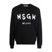 Zwart Logo-Print Sweatshirt Msgm , Black , Heren