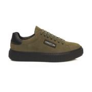 Groene Leren Sneakers met Zijlogo Cerruti 1881 , Green , Heren