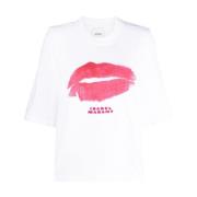 Lips Motif Katoenen T-shirt Wit Isabel Marant , White , Dames