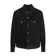 Zwarte Logo-Patch Denim Jack Golden Goose , Black , Heren