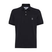 Geborduurd Logo Polo T-shirts en Polos Brunello Cucinelli , Black , He...