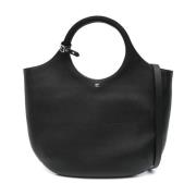 Zwarte Leren Tote Tas Courrèges , Black , Dames