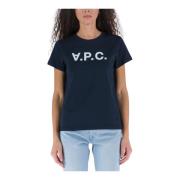 Witte Katoenen T-Shirt met APC Logo A.p.c. , Blue , Dames