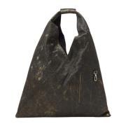 Zwarte leren handtas met uniek ontwerp MM6 Maison Margiela , Black , D...