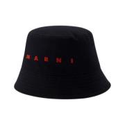 Zwarte Katoenen Bucket Hoed Marni , Black , Heren