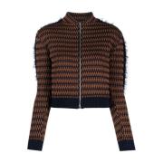 Bomber Cropped Wollen Gebreide Jas Durazzi Milano , Multicolor , Dames