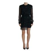 Zwart Bloemen Zijden Sheath Mini Jurk Dsquared2 , Black , Dames