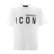 Klassieke katoenen T-shirt voor mannen Dsquared2 , White , Heren