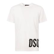 Wit Katoen Logo Print Ronde Hals Dsquared2 , White , Heren