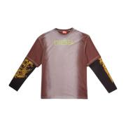 Dubbele Laag T-Wesher Chocolade T-Shirt Diesel , Multicolor , Heren