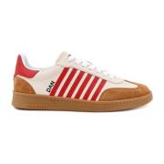 Beige Leren Sneakers Veters Rubber Zool Dsquared2 , Multicolor , Heren