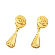 Pre-owned Metal earrings Chanel Vintage , Yellow , Dames