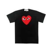 Zwart Heart Logo T-shirt Comme des Garçons Play , Black , Unisex