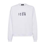 Logo Print Crew Neck Sweaters Dsquared2 , White , Heren