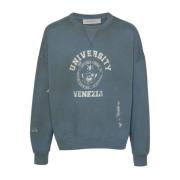 Versleten Grafische Print Sweater Golden Goose , Blue , Heren