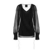 Zwarte Zijden Gedrapeerde Shirt Givenchy , Black , Dames