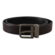 Elegante donkerbruine leren riem Dolce & Gabbana , Brown , Unisex