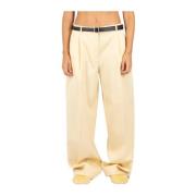 Beige Wol Wijde Pijp Broek Jil Sander , Beige , Dames