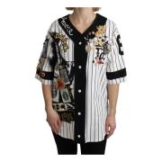 Kristallen Charms Amore Shirt - Wit en Zwart Blouse Dolce & Gabbana , ...