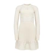 Witte Mesh Design Flared Jurk Alexander McQueen , White , Dames