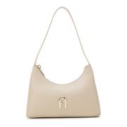 Mini Diamond Schoudertas met Rits Furla , Beige , Dames