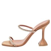 Pre-owned Satin sandals Amina Muaddi Pre-owned , Brown , Dames
