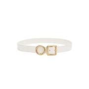 Ronde Vierkante Gesp Leren Riem Jacquemus , Beige , Dames