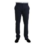 Blauwe Slim Fit Wol Pantalon Dolce & Gabbana , Blue , Heren