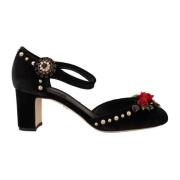 Zwarte Velvet Enkelband Pumps Dolce & Gabbana , Black , Dames