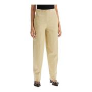 Gestreepte Tapered Broek Ganni , Beige , Dames