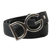 Zwart Leren Metalen Gesp Riem Dolce & Gabbana , Black , Heren