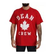 Rode Katoenen Crewneck T-shirt Dsquared2 , Red , Heren