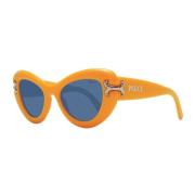 Gele Cat Eye Zonnebril met Blauwe Lenzen Emilio Pucci , Yellow , Dames