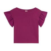 T-shirt met korte vlindermouwen Oltre , Purple , Dames