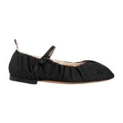 Zwarte Geplooide Varsity Loafers Leren Zool Thom Browne , Black , Dame...