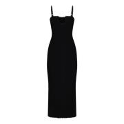 Zwarte Geribbelde Gebreide Jurk Jacquemus , Black , Dames