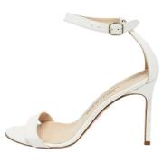 Pre-owned Leather sandals Manolo Blahnik Pre-owned , White , Dames