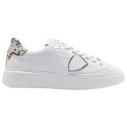 Lage Tempel Bloemen Sneakers Wit Roze Philippe Model , White , Dames