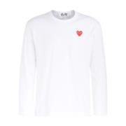 Lange mouw T-shirt met rood hart Comme des Garçons Play , White , Here...