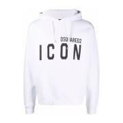 Witte Logo Print Hoodie Sweater Dsquared2 , White , Heren