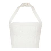 Gebreide halternek top Balmain , White , Dames