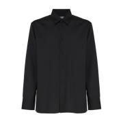 Italiaanse Wol Knoopshirt Carbon Jil Sander , Black , Heren