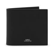 Zwart Leren Bifold Portemonnee A.p.c. , Black , Heren