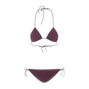 Paarse Lurex Driehoek Bikini Set Oseree , Purple , Dames