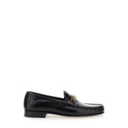 Zwarte Croco Loafers Slip-on Schoenen Tom Ford , Black , Heren