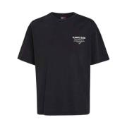 Zwart Katoen Logo Print T-Shirt Tommy Jeans , Black , Heren