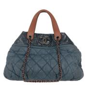 Pre-owned Leather chanel-bags Chanel Vintage , Blue , Dames